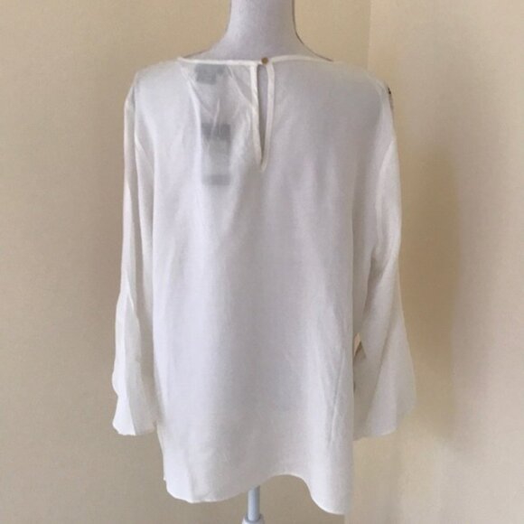 NWT! CITY CHIC Size M/18 white multi print top - Picture 4 of 8